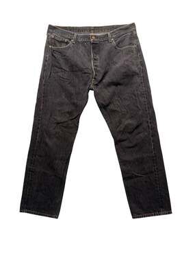 Levi's 501 Original Fit Straight Leg Button Fly Black Jeans Size 42x34